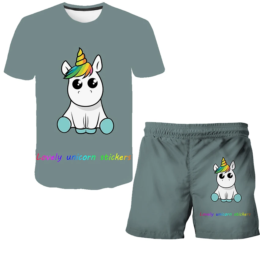 

Summer Baby Boys Girls Unicorn T Shirt + Shorts Set Clothes Kids Cute Cartoon 2pcs Children Girls Cute Unicorn Clothing Sets