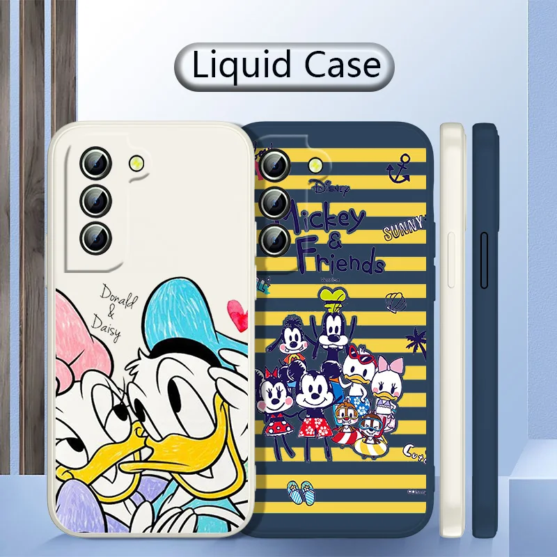 

Donald Duck Disney Phone Case For Samsung Galaxy S22 S21 S20 S10 S9 Ultra Plus Pro FE Liquid Rope Candy Color Shell