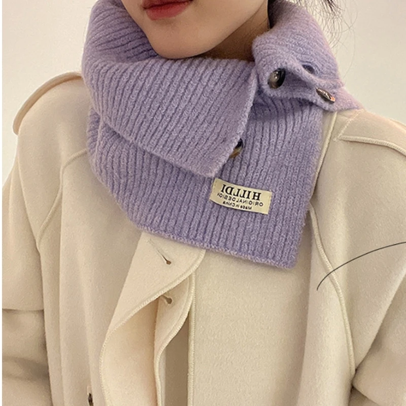 95AB вязаный снуд шарф на пуговицах для девочек осенне-зимняя теплая одежда шаль