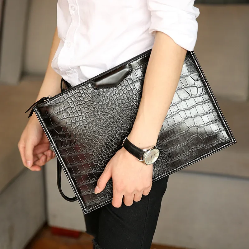 

Women Clutch Handbags Shoulder Fashion Clutches PU Bag Envelope Feminina Bolsa File Quality Bag Leather For Men Crocodile Bag