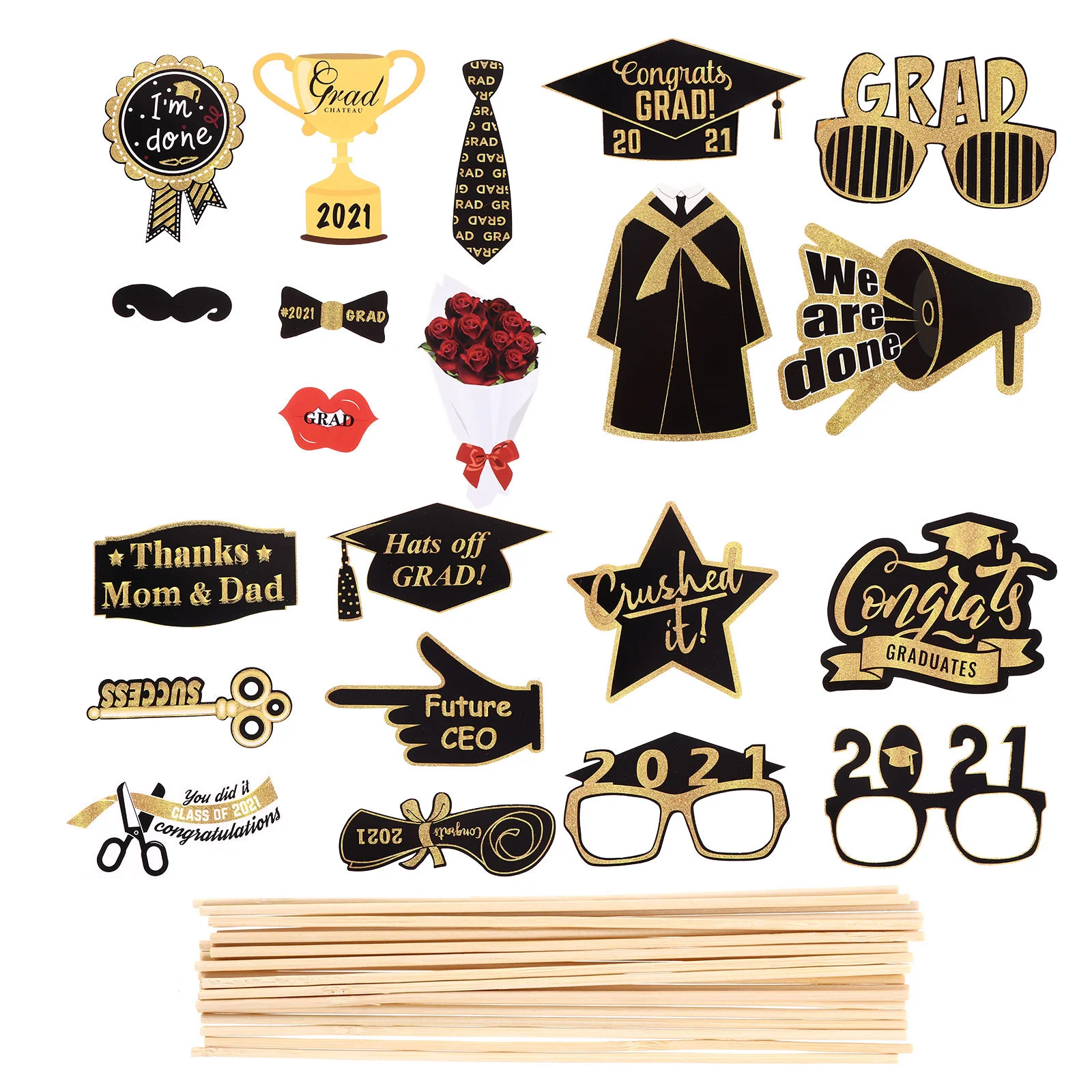 

20 Pcs Graduation Selfie Props Congrats Photo Prop Graduation Photo Props Paper Graduation Photo Supplies