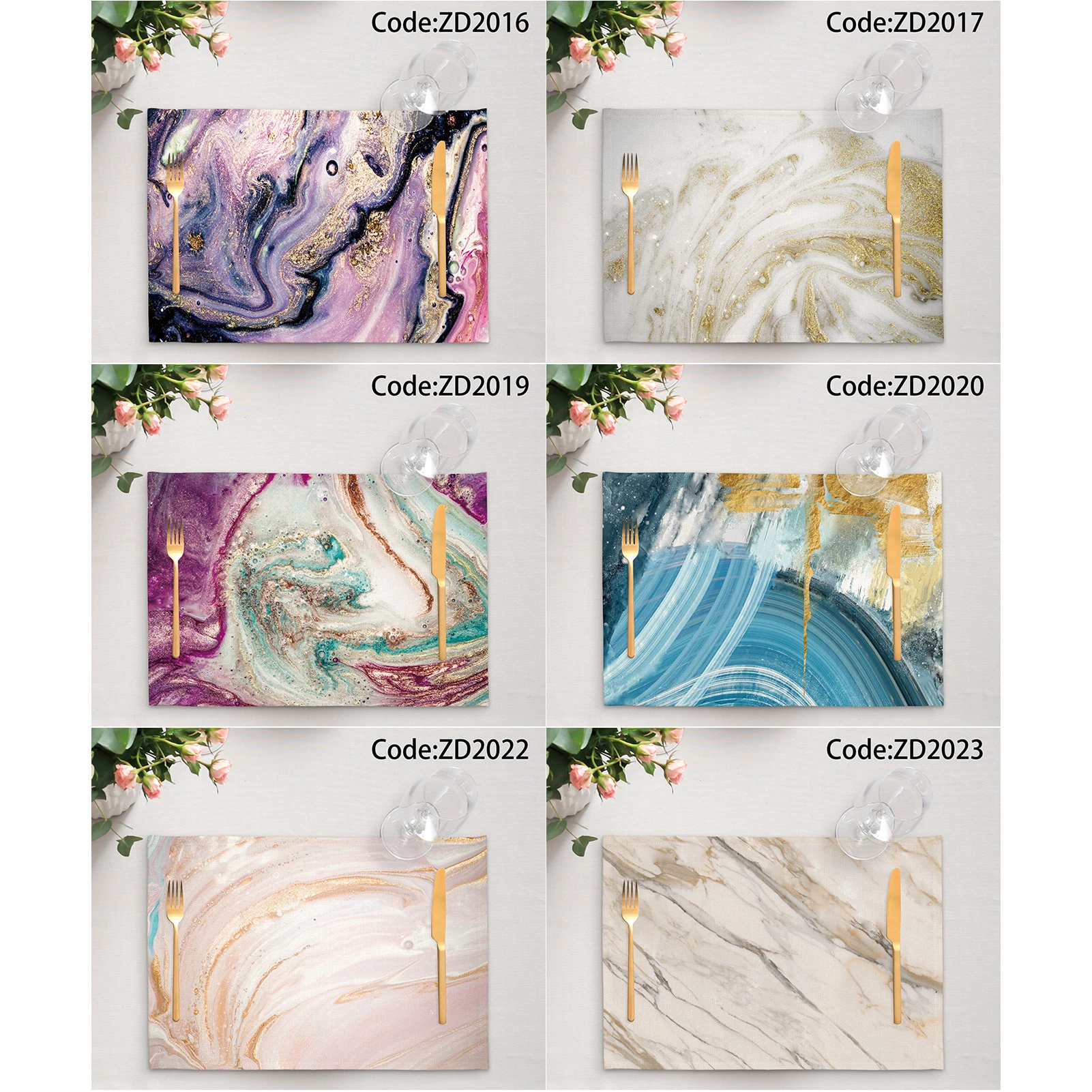 

Набор из 6 термостойких салфеток с мраморным узором, устойчивые к пятнам, Нескользящие салфетки для кухонного стола 2016-2023