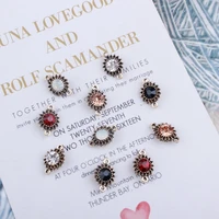 20pcslot fashion jewelry sunflower shape with rhinestone double pendant charms for diy braceletearring accessories