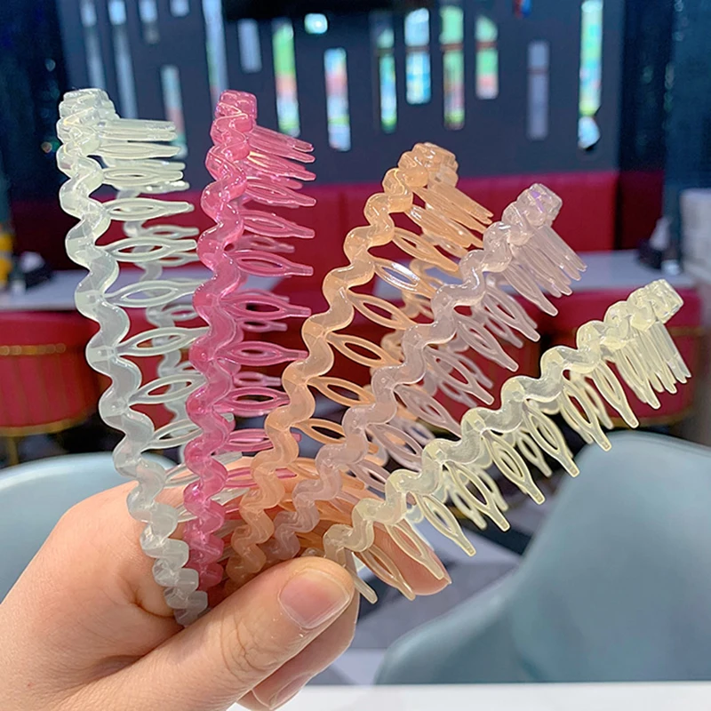 

Fashion Simple Transparent Headdress Solid Resin Hair Comb Non-slip Headband Hair Hoop With Teeth Hair Accessories For Women