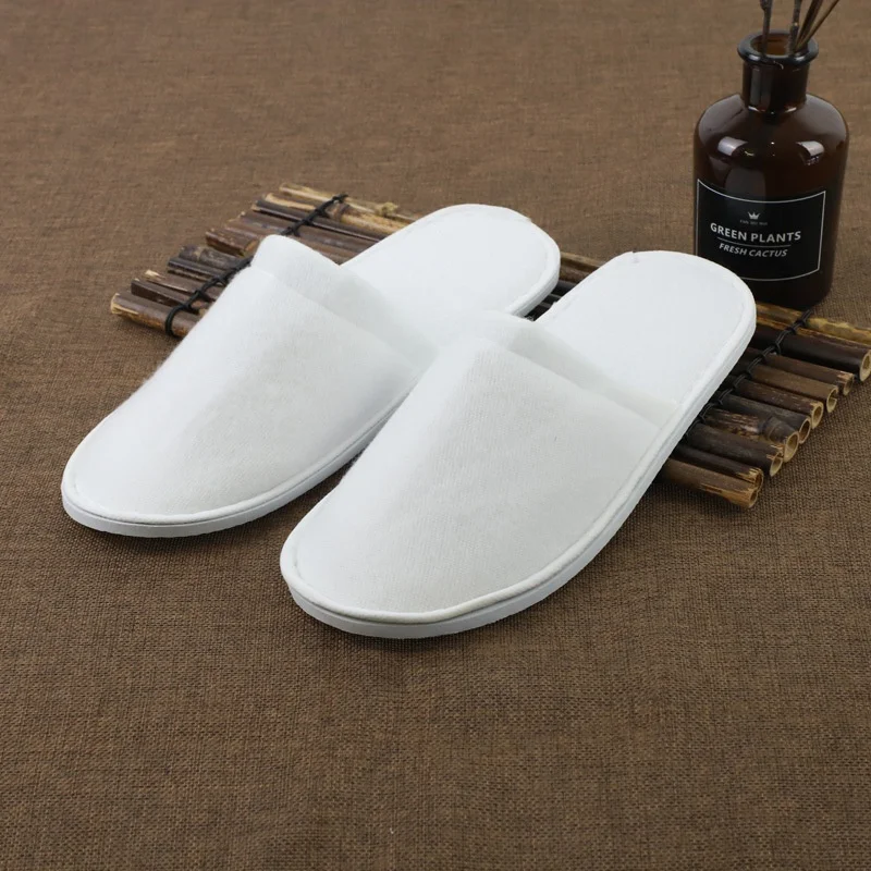 

1 Pair Disposable Slippers for High-end Hotels Home Stay Room Supplies White Baotou Anti-skid Napping Slippers