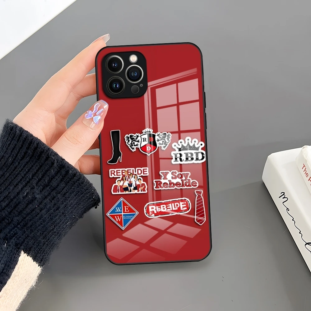 Чехол для телефона Rbd Rebel de закаленное стекло iPhone 15 Pro Max 14 13 12 Mini 11 X XR XS 8 7 Plus SE задняя