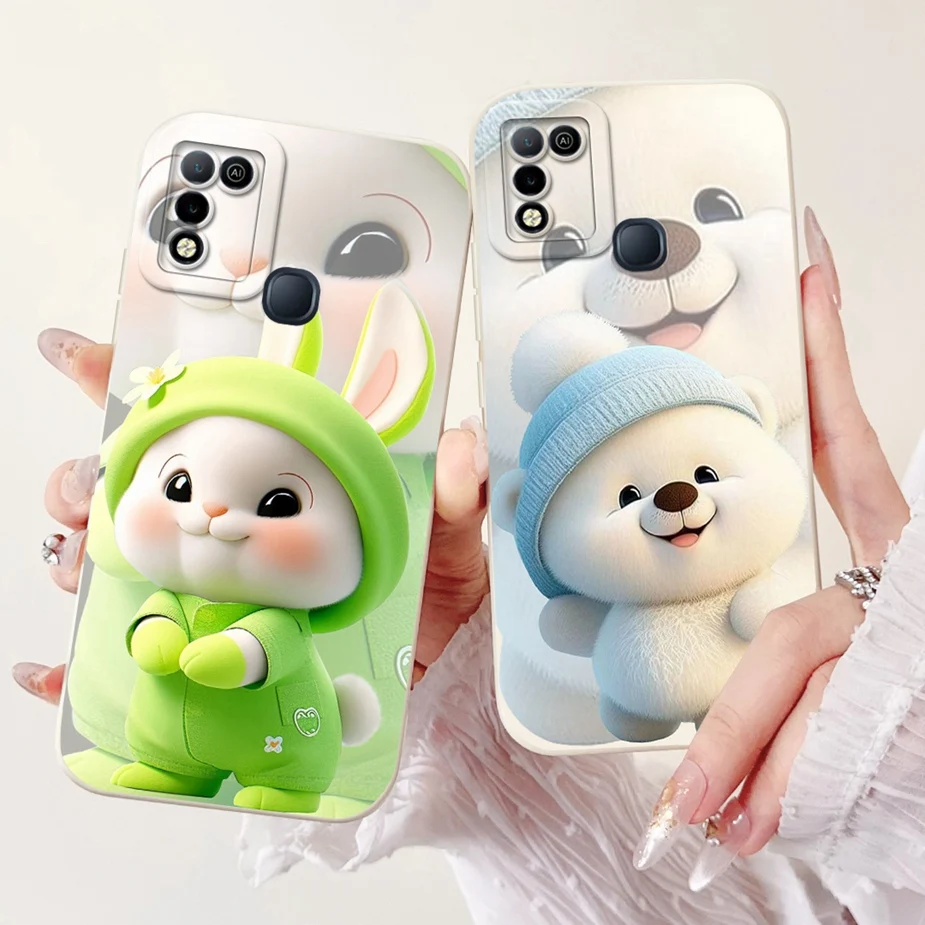 For Infinix Hot 10 Play Case X688B X688C Cute Rabbit Panda Cartoon Cover Soft TPU Phone Hot10 Shell