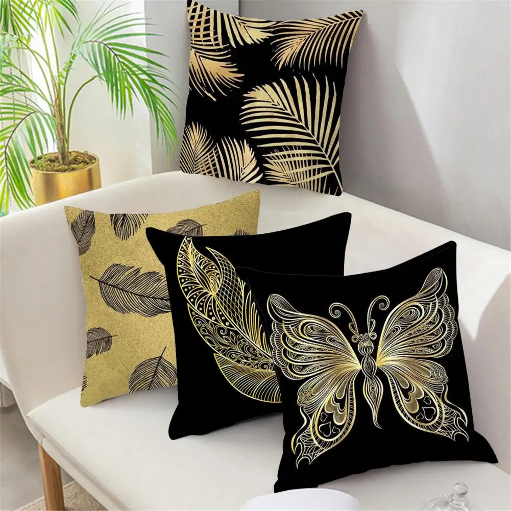 

Anti-scratch Lightweight Decorative Palm Tree Golden Cushion Sofa Pillowcase for Living Room