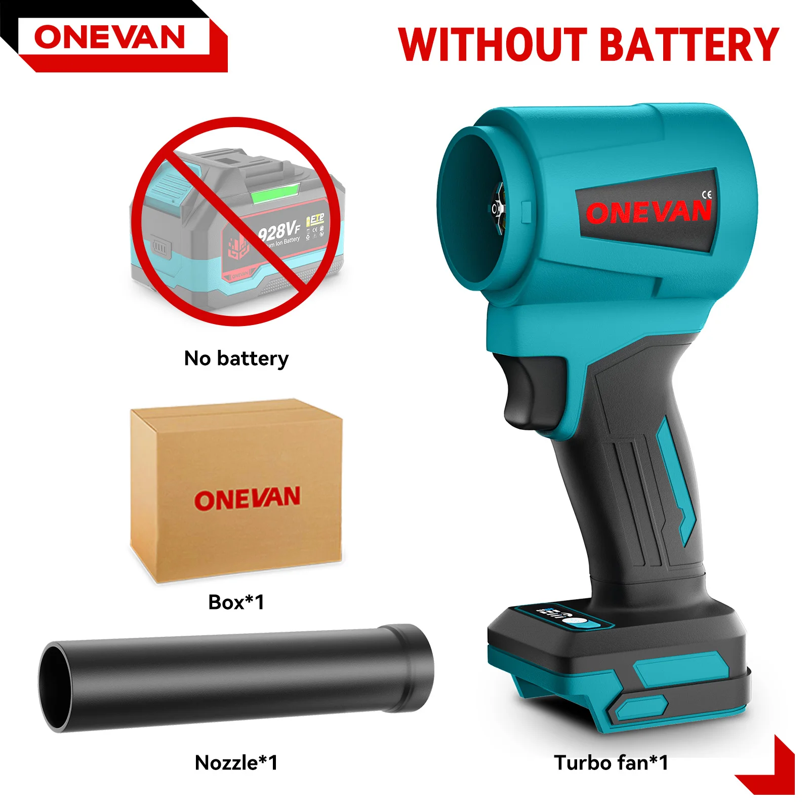 

Турбовентилятор ONEVAN 4000 Вт для Makita 18 В