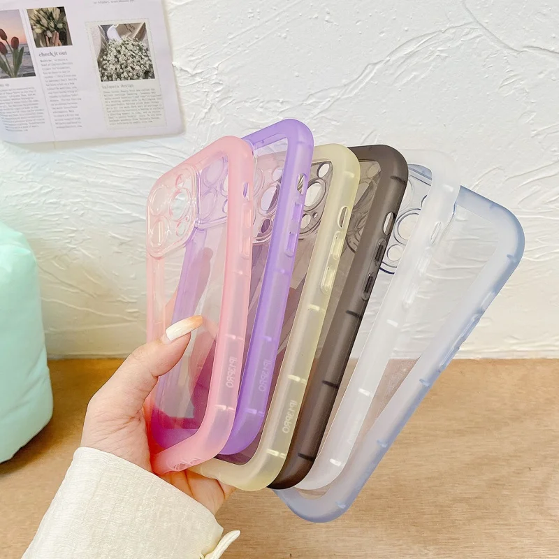 

TFINE Suitable for iphone14 Phone Case Simple Drop-Resistant Iphone12 Silicone Protective Case Couple X Transparent Candy Color