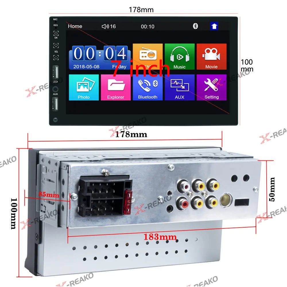 X-REAKO 1Din Car Radio Stereo 7'' Touch Screen Universal Car Multimedia Player with BT FM Radio Receiver Support USB Mirror Link images - 6
