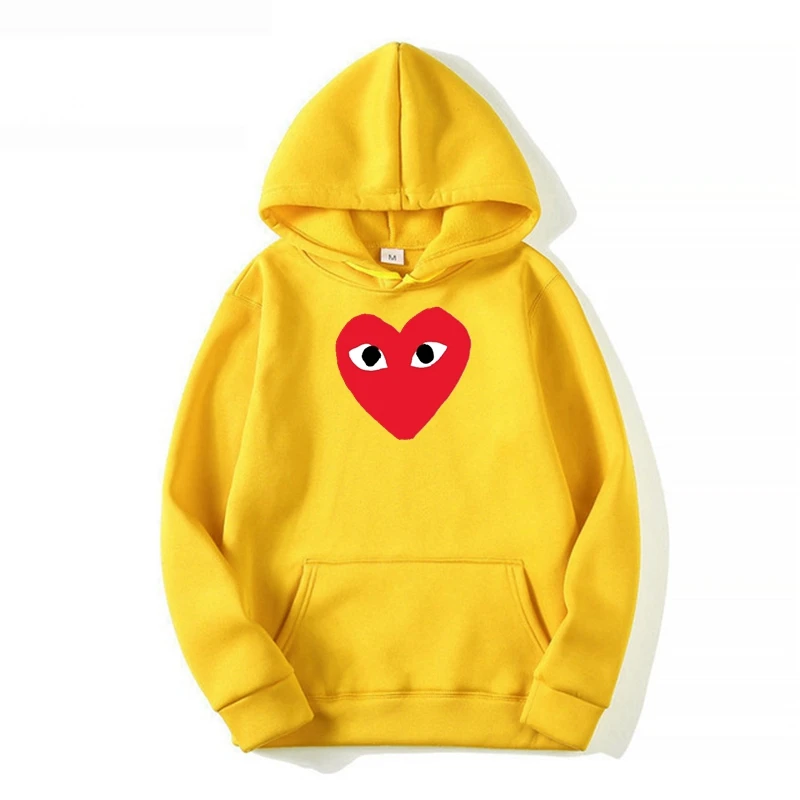 2022 Men's And Women's Hoodies Cotton Heart Eye Printed Pocket Wool Thick Lovers Loose Autumn Winter Unisex Couple Casual Hoodie