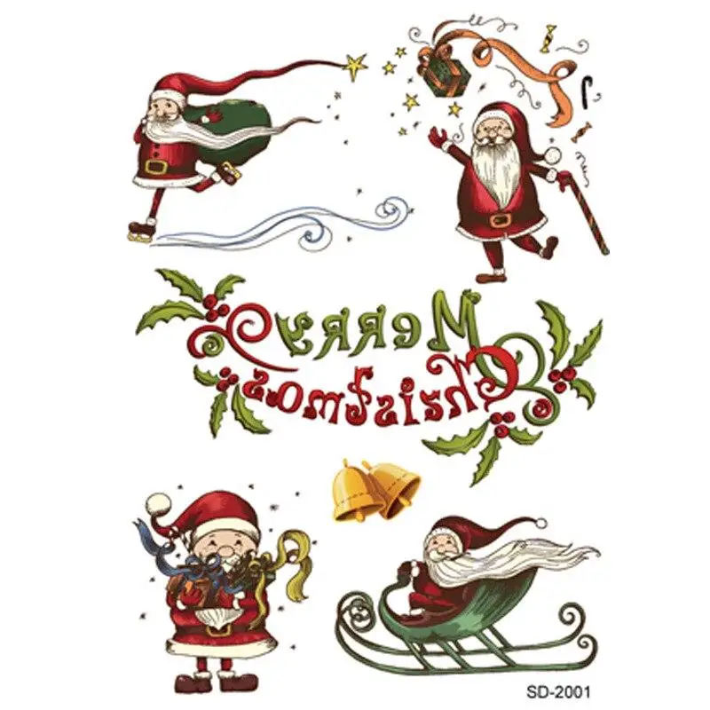 

Christmas Nail Art Decoration Manicure Stickers Children Kid Santa Claus Cartoon Cute Fake Tattoo for Woman Body Art Beauty Tool