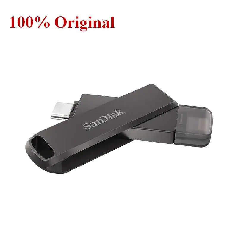 SanDisk OTG iXpand Флэш-накопитель Luxe Pendrive Type-C и Lightning USB 3.1 64 ГБ 128 256 Металлическая карта