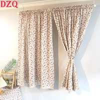 70150 korean red floral short curtains japanese rural linen flowers half curtains for kitchen partition door a053