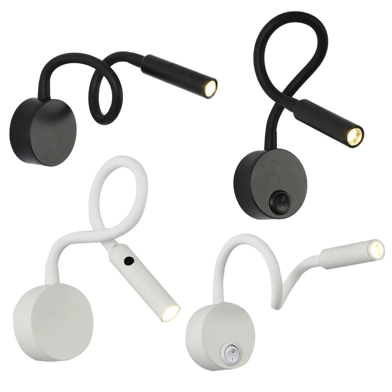 

Светодиодный настенный светильник для чтения, лампа для чтения, светильник для изголовья кровати с регулируемой гибкой шеей для дома, прикр...