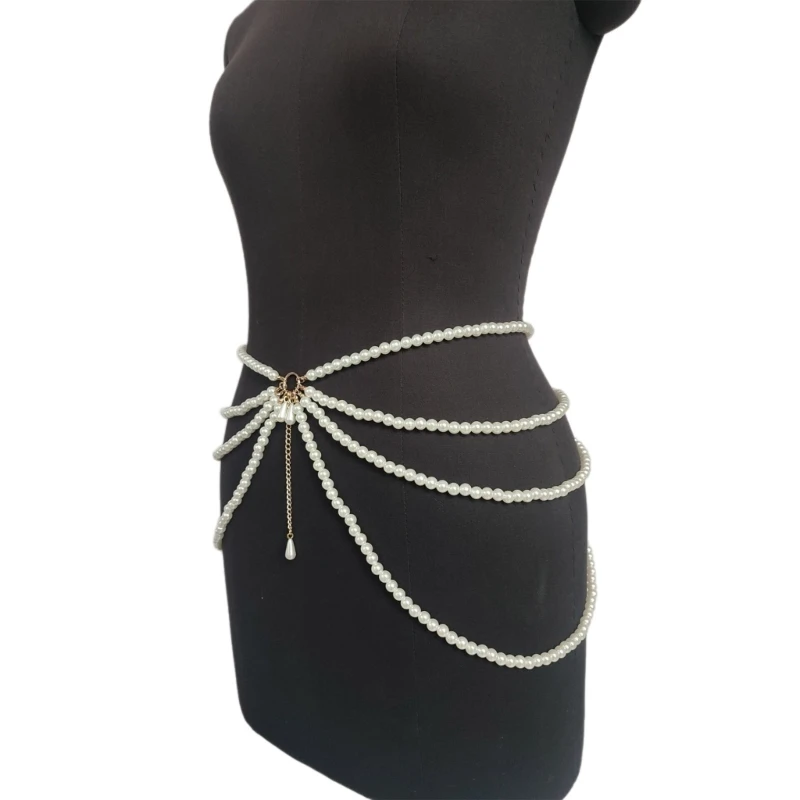 Стильная многослойная поясная цепочка ювелирные изделия жемчужный бисер
