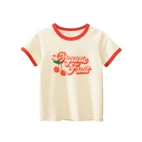 t shirt girl clothing summer tees short sleeve cherry pattern breathable soft casual tops for children toddlers baby