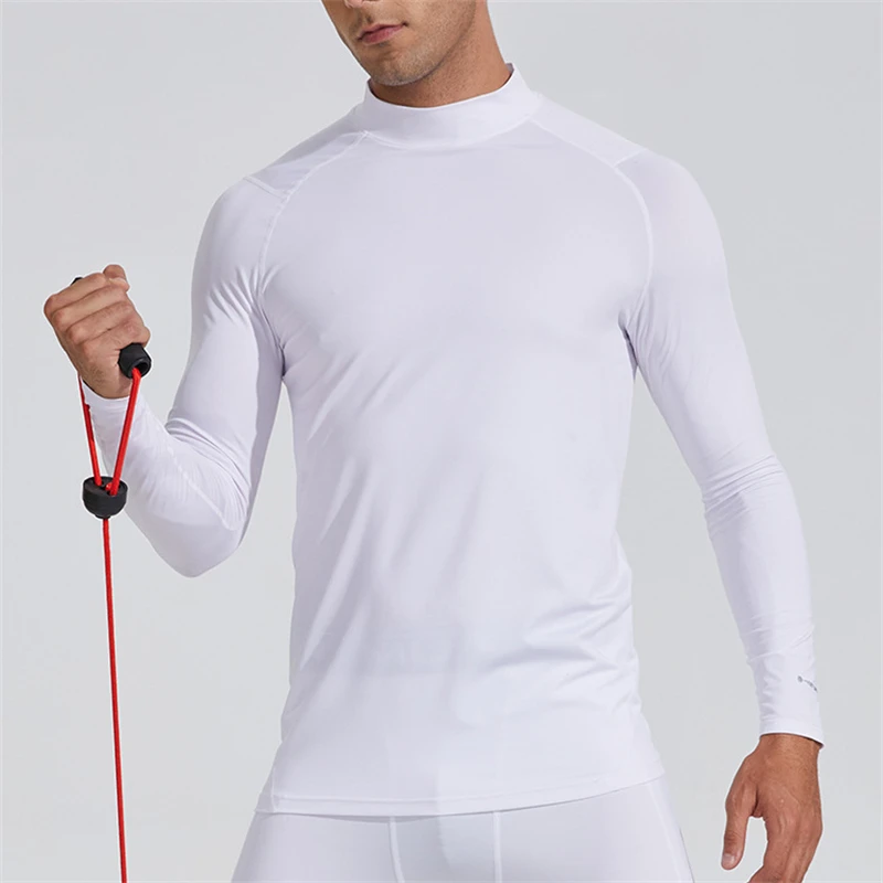 Ｍen Compression Tight T Shirts Running Training Quick Dry Long Sleeve Tops Man Fitness Bodybuilding Gym T-Shirt Sportwear Fit