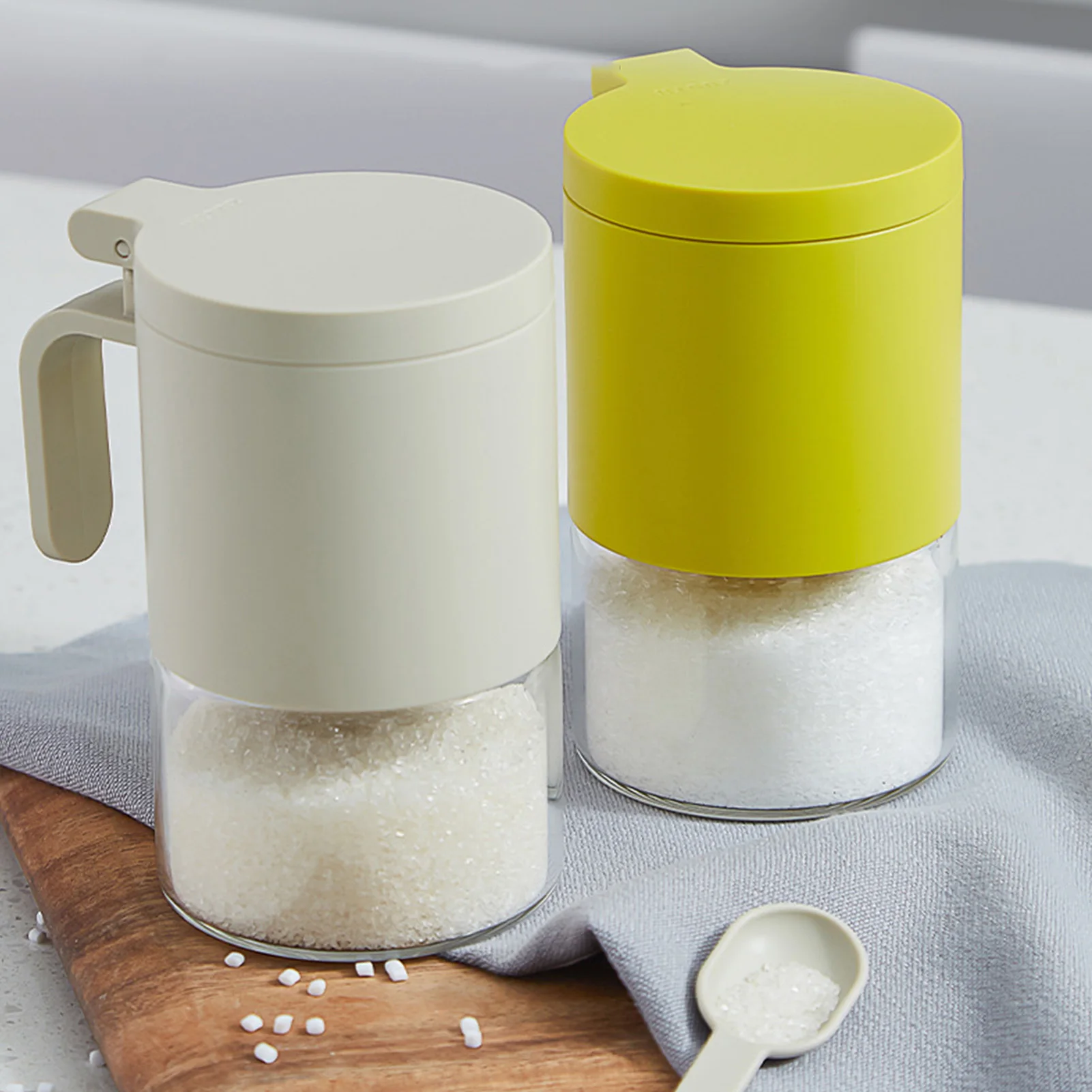 

Spice Jars With Airtight Lid Condiment Containers With Lids Empty Round Pantry Containers With Flip Lids For Tea Sugar Salt