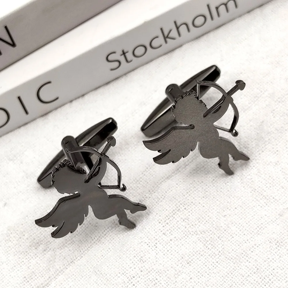 Cute Men's Cufflinks Cupid Fashion Men's Shirt Cufflinks Stainless Steel Charm Jewelry For Boyfriend Husband Good Friend Gift