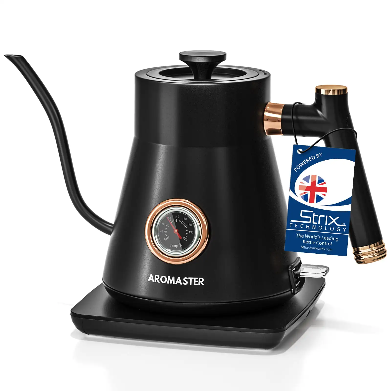 

Electric Gooseneck Kettle, Pour Over Coffee & Tea Kettle with Thermometer | 0.8L | 100% Stainless Steel | 1200 W Quick Heating