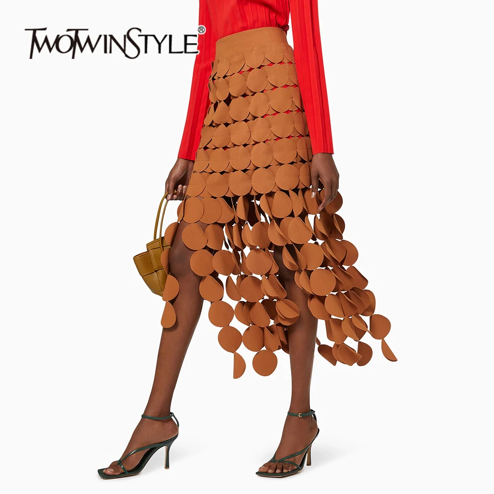 Женская юбка в горошек TWOTWINSTYLE однотонная элегантная трапециевидная с высокой