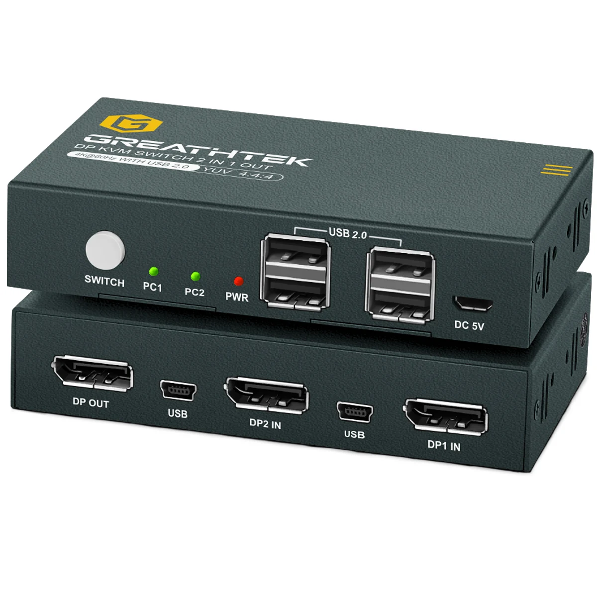 KVM-Консоль PWAY 8K с 2 USB-портами на 60 Гц, 1,2