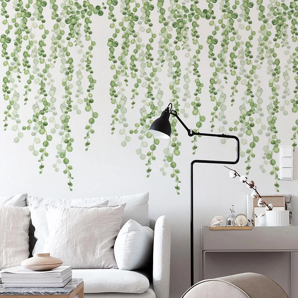

Nordic Simple Green Leaf Self-Adhesive Wall Sticker for Living Room Home Background Decoration Removable Wall Art Decals