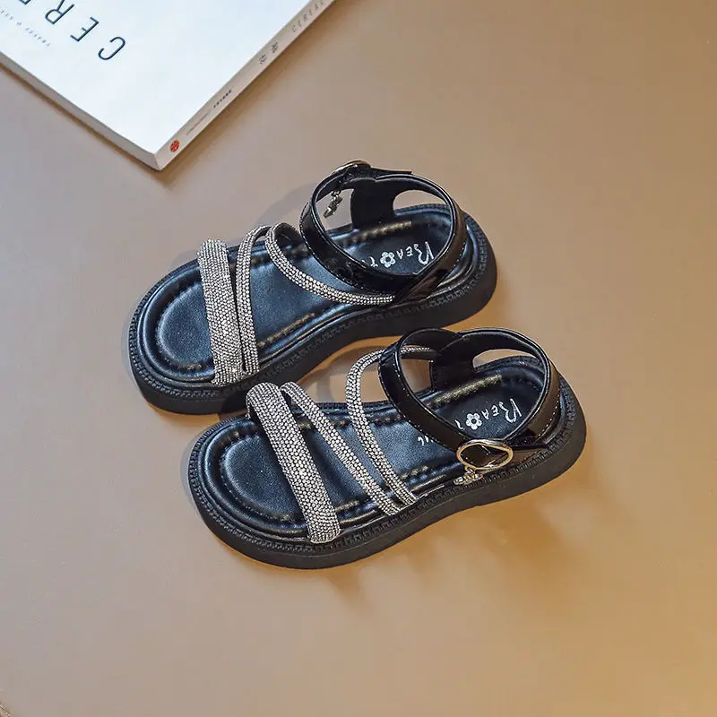 

Baby Girl Shoes Sandals 2022 Summer New Fashion Girls Breathable Sandals Rhinestone Princess Shoes Soft Soled Beach Shoes