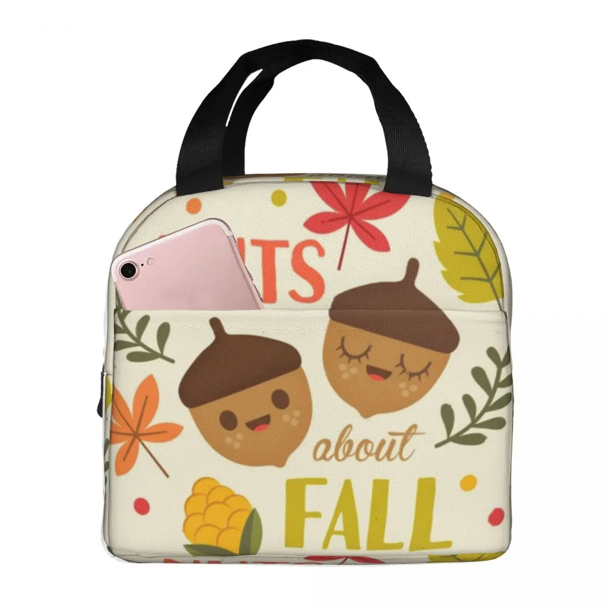 

Nuts About Fall Thermal Insulated Lunch Bags Meal Container Food Bag Portable Tote Lunch Box College Boy Girl