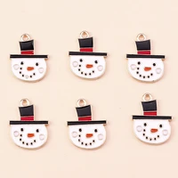 10pcs 2022 new enamel lovely christmas snowman charms pendants for diy jewelry making earring bracelet necklace pendant