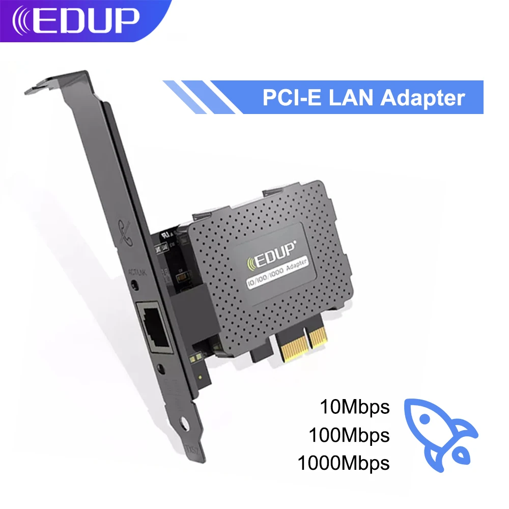 EDUP Pcie Ethernet Gigabit Network Card LAN Adapter Protective Cover 10/100/1000Mbps RJ45 Converter Wake On Function for the PC