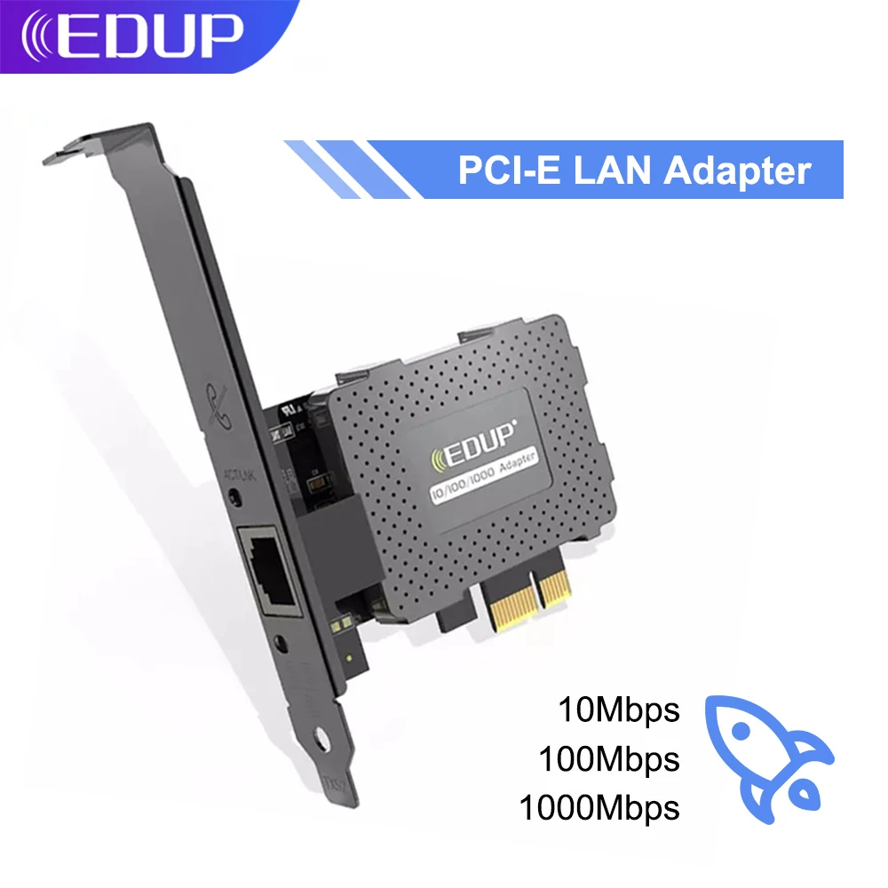 

EDUP Pcie Ethernet Gigabit Network Card LAN Adapter Protective Cover 10/100/1000Mbps RJ45 Converter Wake On Function for the PC