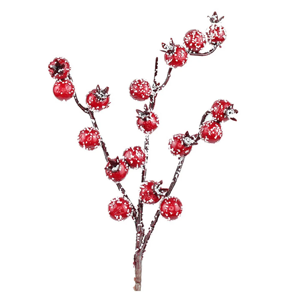 

Berry Christmas Artificial Red Holly Branches Berries Stem Picks Stems Treefake Xmas Pick Flower Twig Snowy Decoration