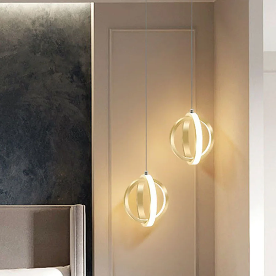 

Creative 19W Bedroom Bedside LED Pendant Light Round Ring Restaurant Hotel Pendant Lamp Bar Foyer Study Hanging Light Suspension