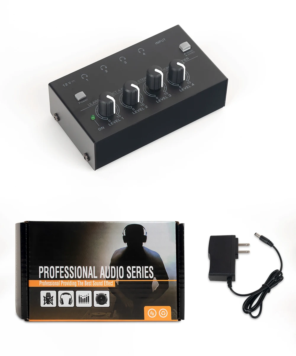 Усилитель для наушников 4-канальный монофонический/стереомонитор телефон (100-240 В)