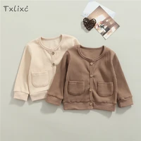 txlixc baby knit cardigan sweaters autumn winter clothes girls boys solid color long sleeve round collar casual coats