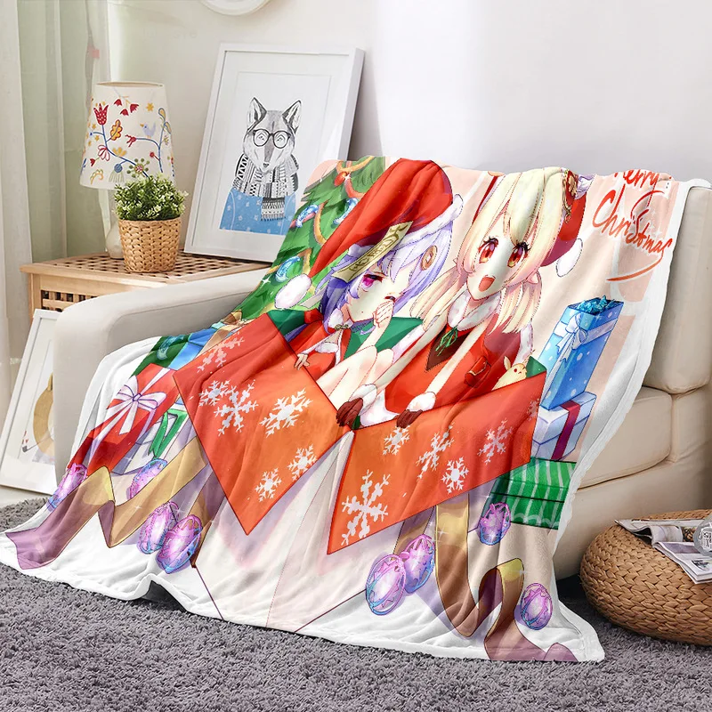 

new Genshin Impact Christmas Blanket Warm Flannel Blanket Four Seasons General Air Conditioning Blanket Leisure Sofa Blanket