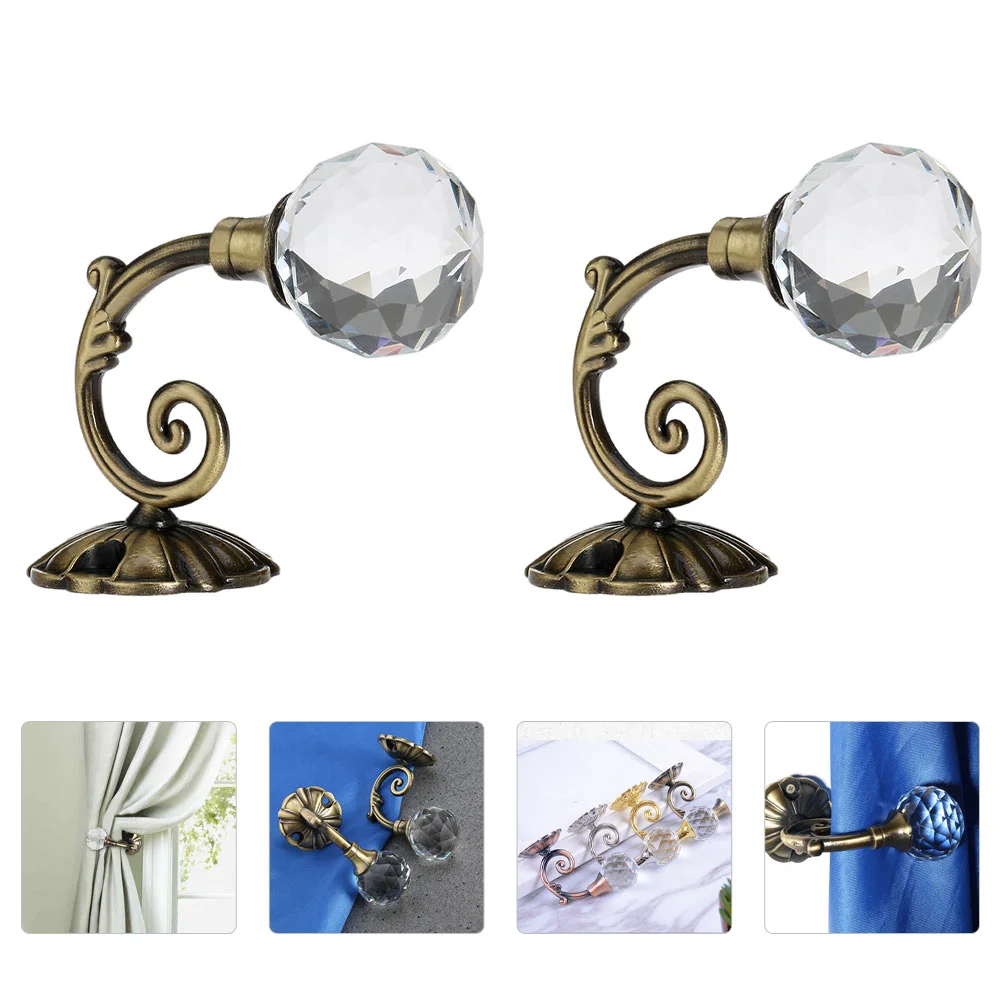 

Curtain Metal Holdbacks Hook Window Drapery Wall Crystal Tieback Hanger Tie Tiebacks Drape Hooks U Shaped Diamond Holdback Backs