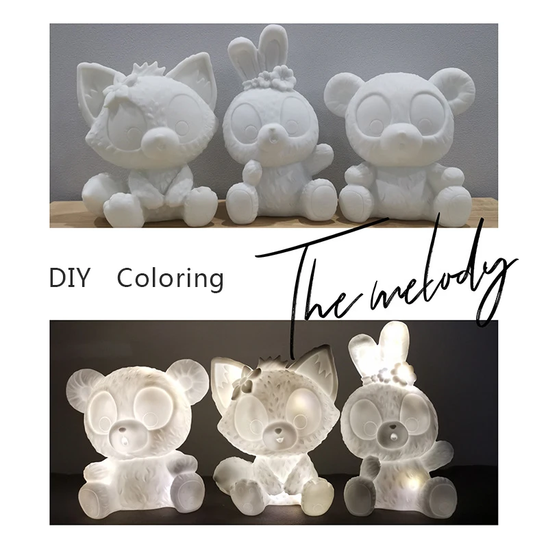 

Aqumotic Vinyl Fox Rabbit Bear Bank Box Children's DIY Coloring Graffiti White Embryo 1pc Access Fall-resistant Piggy Bank Toys