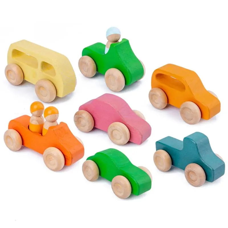 

Kids Wooden Rainbow Car Building Blocks Child Puzzle Educational Toys Birthday Gifts