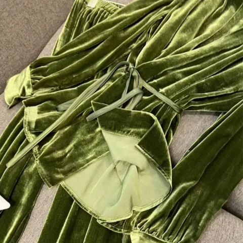 Neploe Элегантные топы с v-образным вырезом на шнуровке в гонконгском стиле Бархатные офисные брюки с небольшим ароматом Широкие брюки Изысканные костюмы Брюки