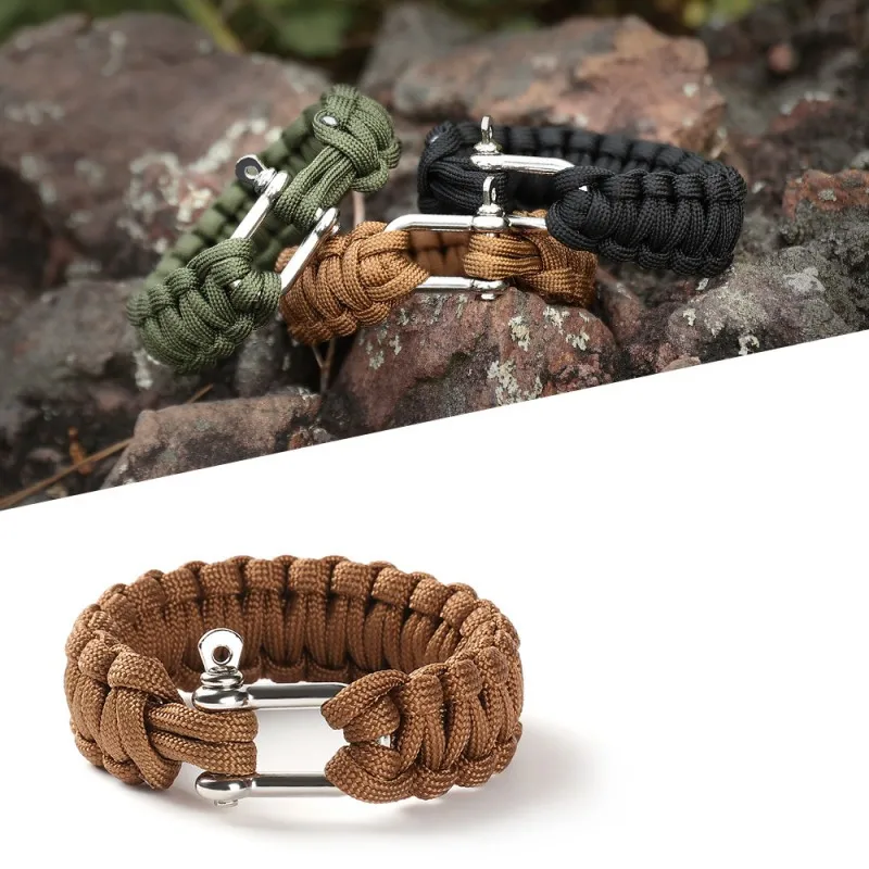 

Outdoor Umbrella Rope Woven Wristband Adjustable Survival Bracelet With Steel Buckle Mountaineerin Camping Emergency Rescue Band