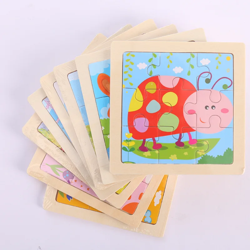 

Intelligence Kids Toy Wooden 3D Puzzle Jigsaw Tangram for Children Baby Cartoon Animal/Traffic Puzzles Educational Learning Toys