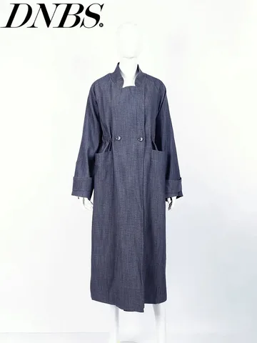 DNBS 2025 Усовершенствованный дизайн, тонкий плащ с двумя пуговицами, облегающий длинный пиджак с талией, подходит для весны и лета, однотонный цвет