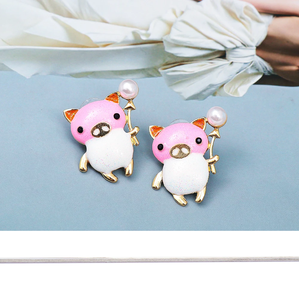 

New Design Cute Pink Piggy Earrings Cartoon Animal Metal Earrings for Girls Teens Summer Party Ornaments 2022 Trend Wholesale