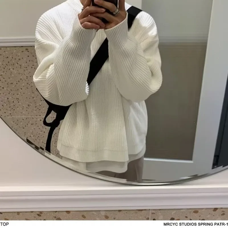 Мужской зимний вязаный свитер изящное теплое базовое пальто в Корейском стиле