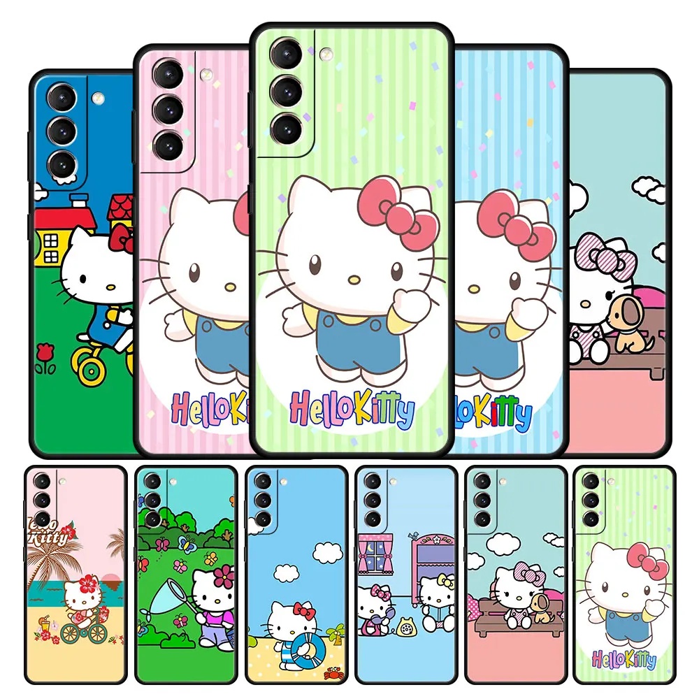 

Case Cover for Samsung Galaxy Note 10 20 8 9 10+ Ultra F12 F22 M30s M11 M22 5G Silicone Style Funda Print Hello Kitty Green