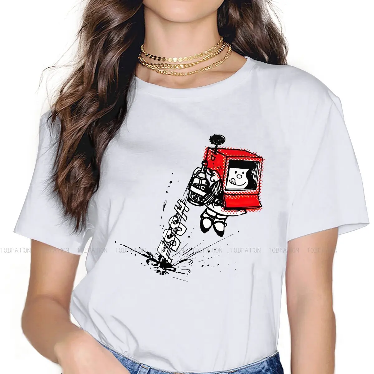 

Женская рубашка с принтом в виде комиксов Mafada, Повседневная рубашка из 100% хлопка с принтом «правая до бесконечности», джетпак для дома